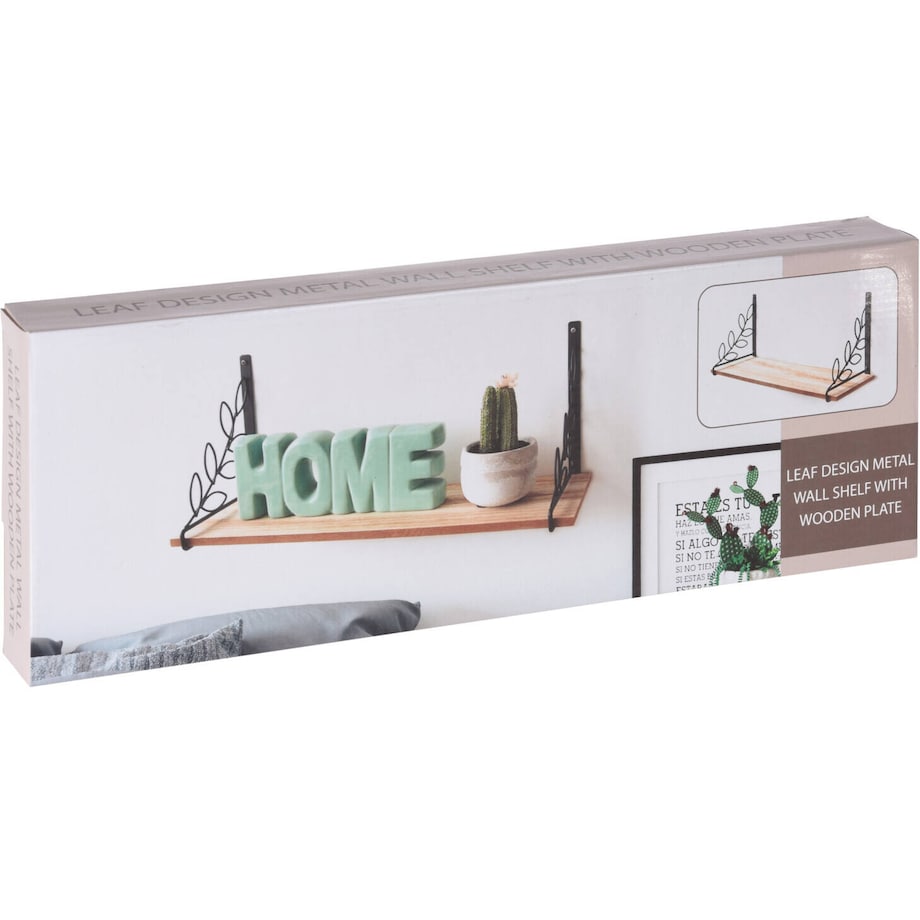 Półka na ścianę ozdobna, metalowe uchwyty w formie gałązek, 38 x 16 x 12,7 cm