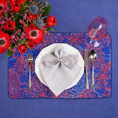 Dwustronne podkładki z motywem morskim Seaweed & Royal Blue – komplet 6 szt.