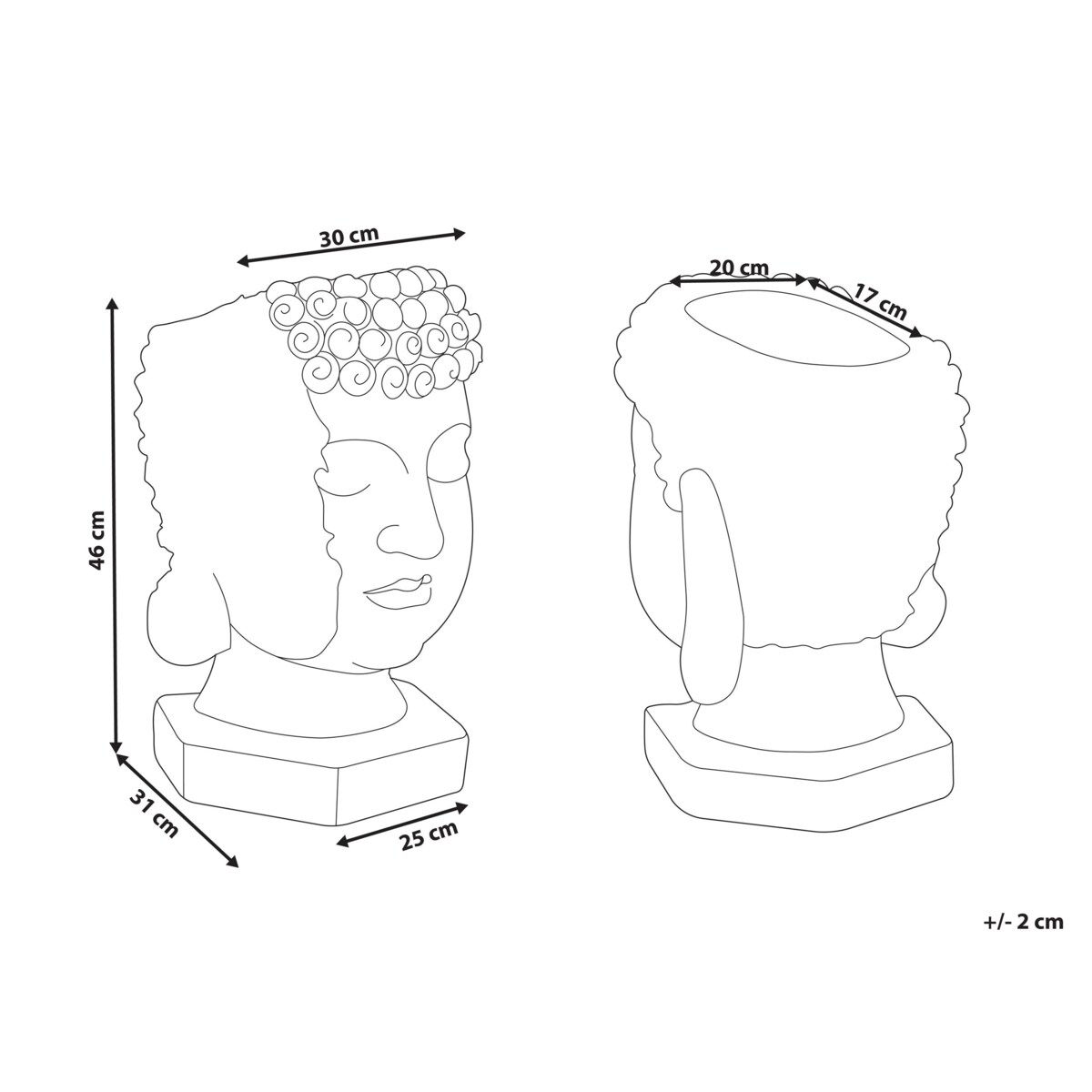 Doniczka w kształcie głowy Buddy piaskowa BUTOMUS