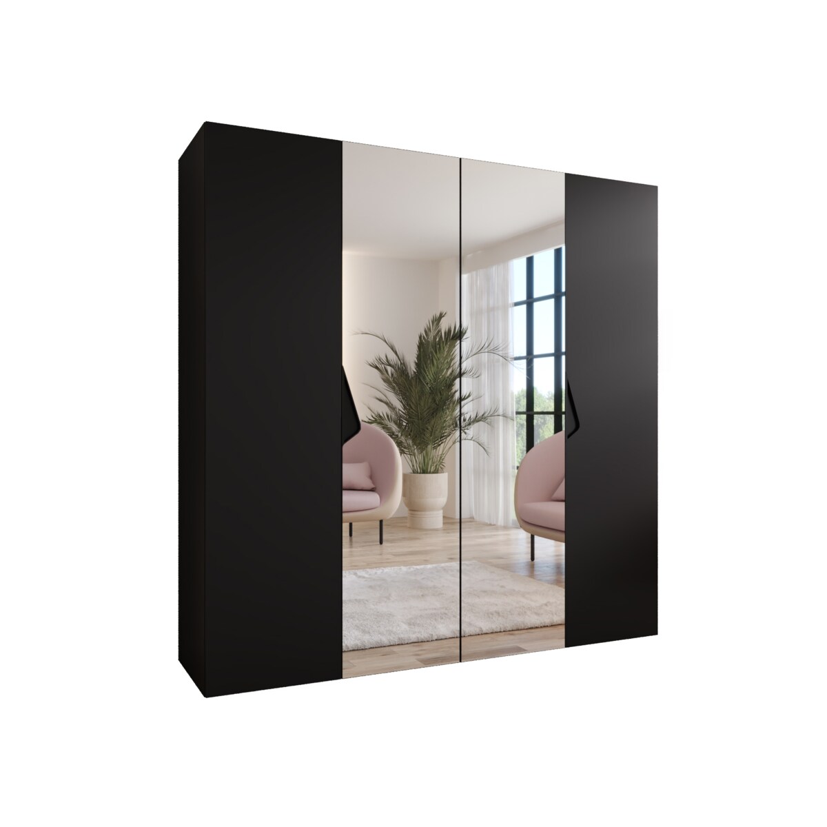 Szafa uchylna z lustrem Sandi 2 200 wys 202 cm Czarny + u Czarny