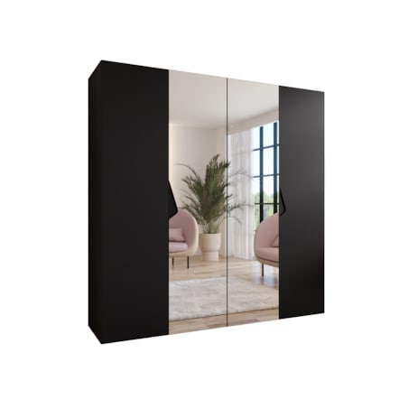 Szafa uchylna z lustrem Sandi 2 200 wys 202 cm Czarny + u Czarny