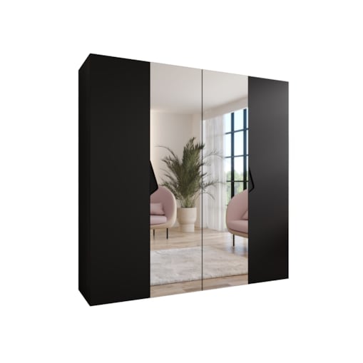 Szafa uchylna z lustrem Sandi 2 200 wys 202 cm Czarny + u Czarny