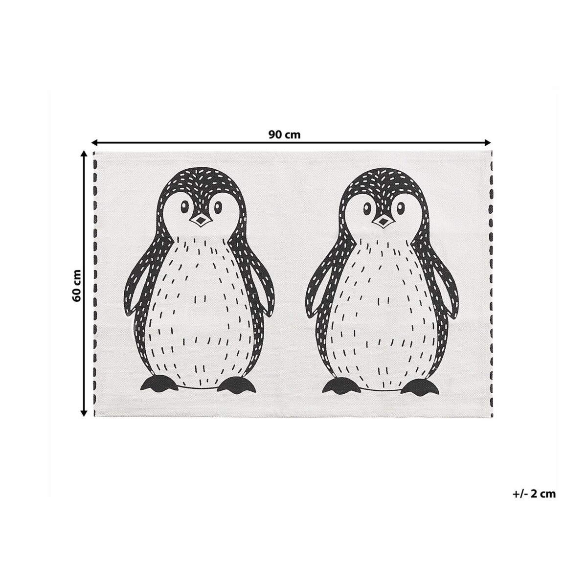 Dywan dziecięcy bawełniany motyw pingwina 60 x 90 cm czarno-biały HAJDARABAD