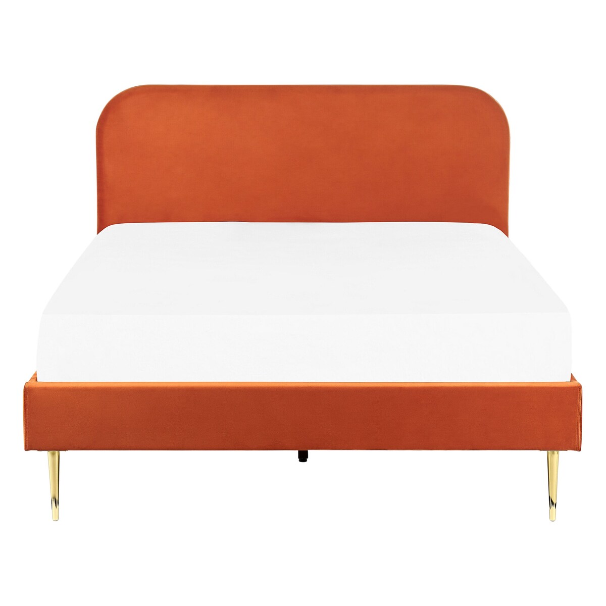 Łóżko welurowe 140 x 200 cm pomarańczowe FLAYAT