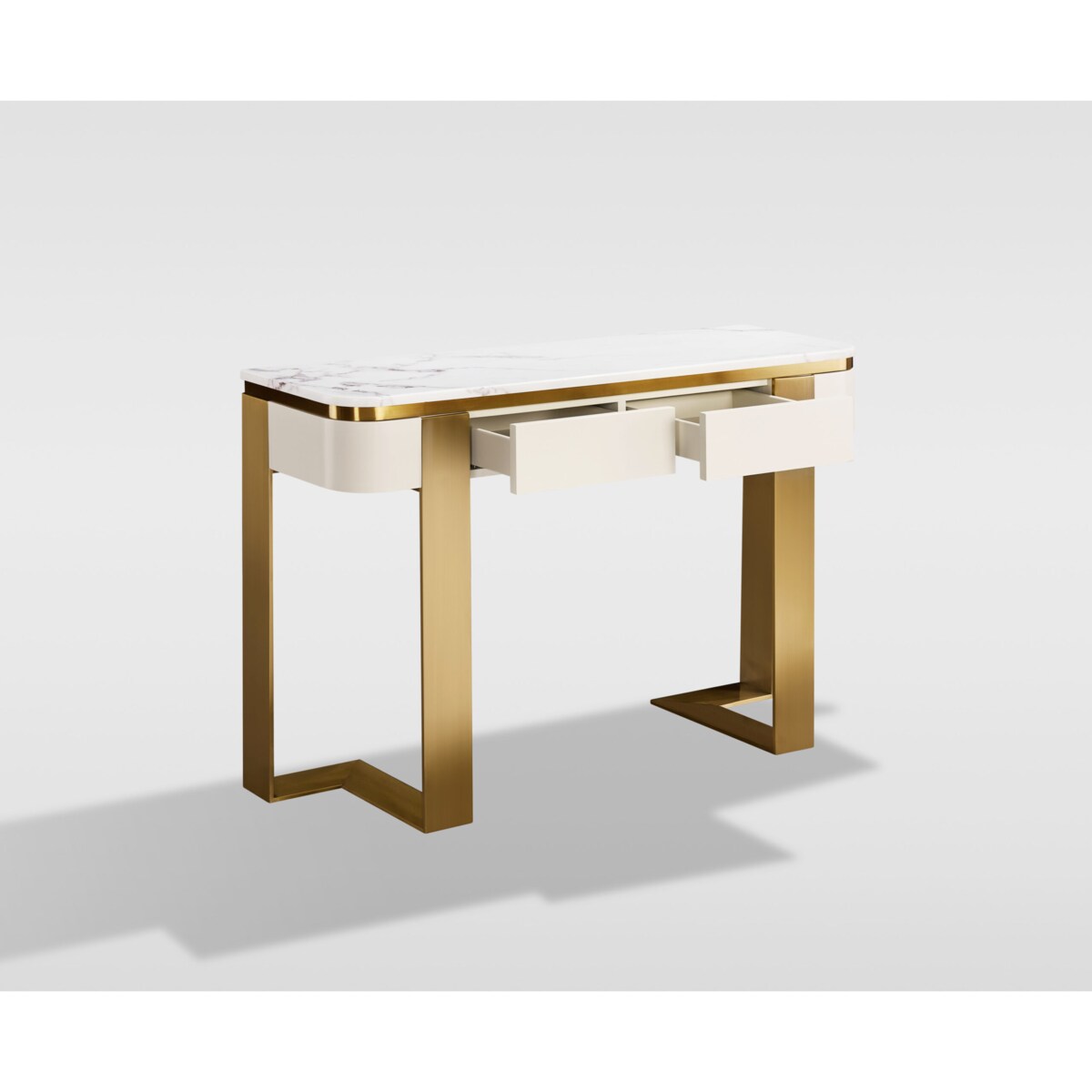 Konsola glamour z marmurem i szufladami Sofia 120x38x85