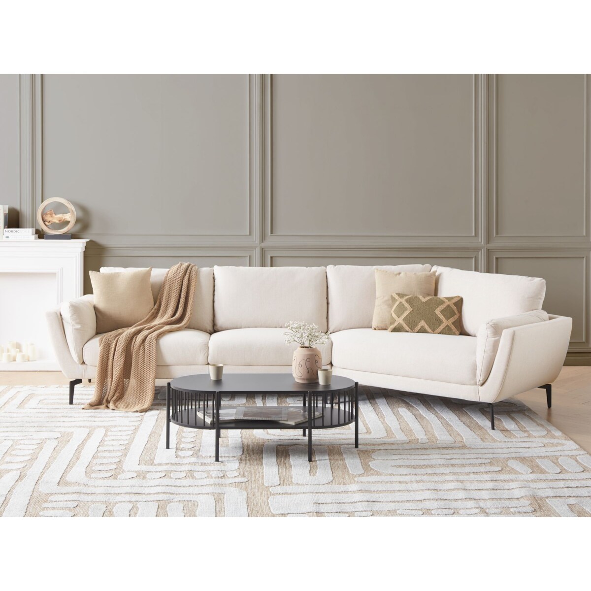 Sofa 3-osobowa jasnobeżowa KANSSELI