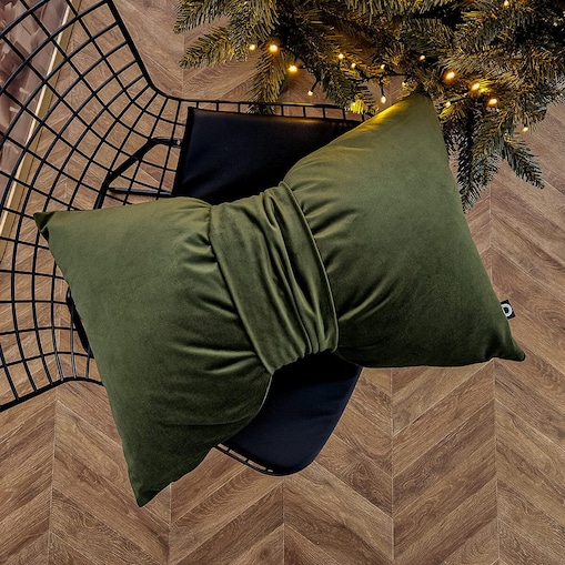 Poduszka XMAS wzór XM49 | Kokarda oliwkowa 40 x 60 cm