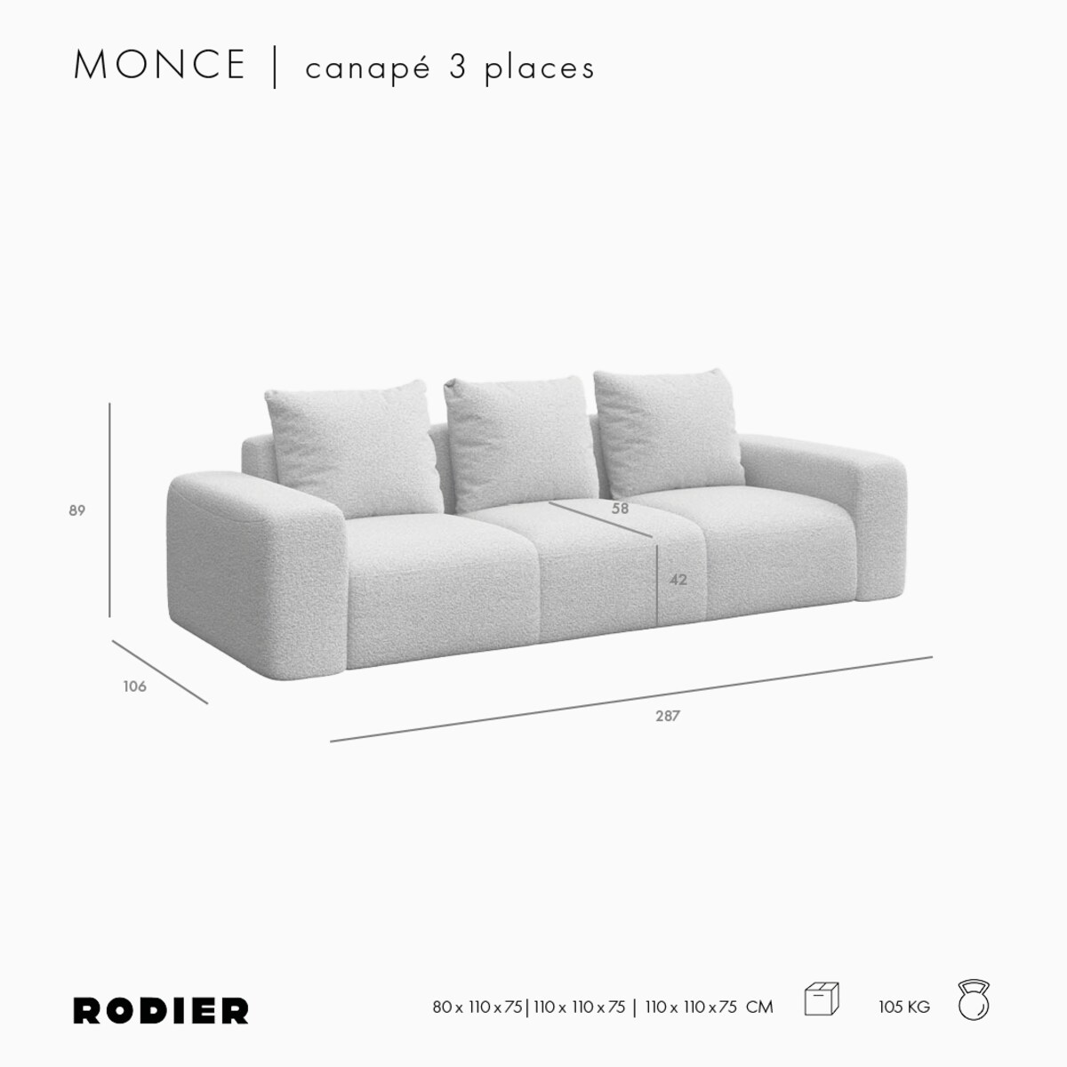 Monce Sofa 3 osobowa pastelowy różowa