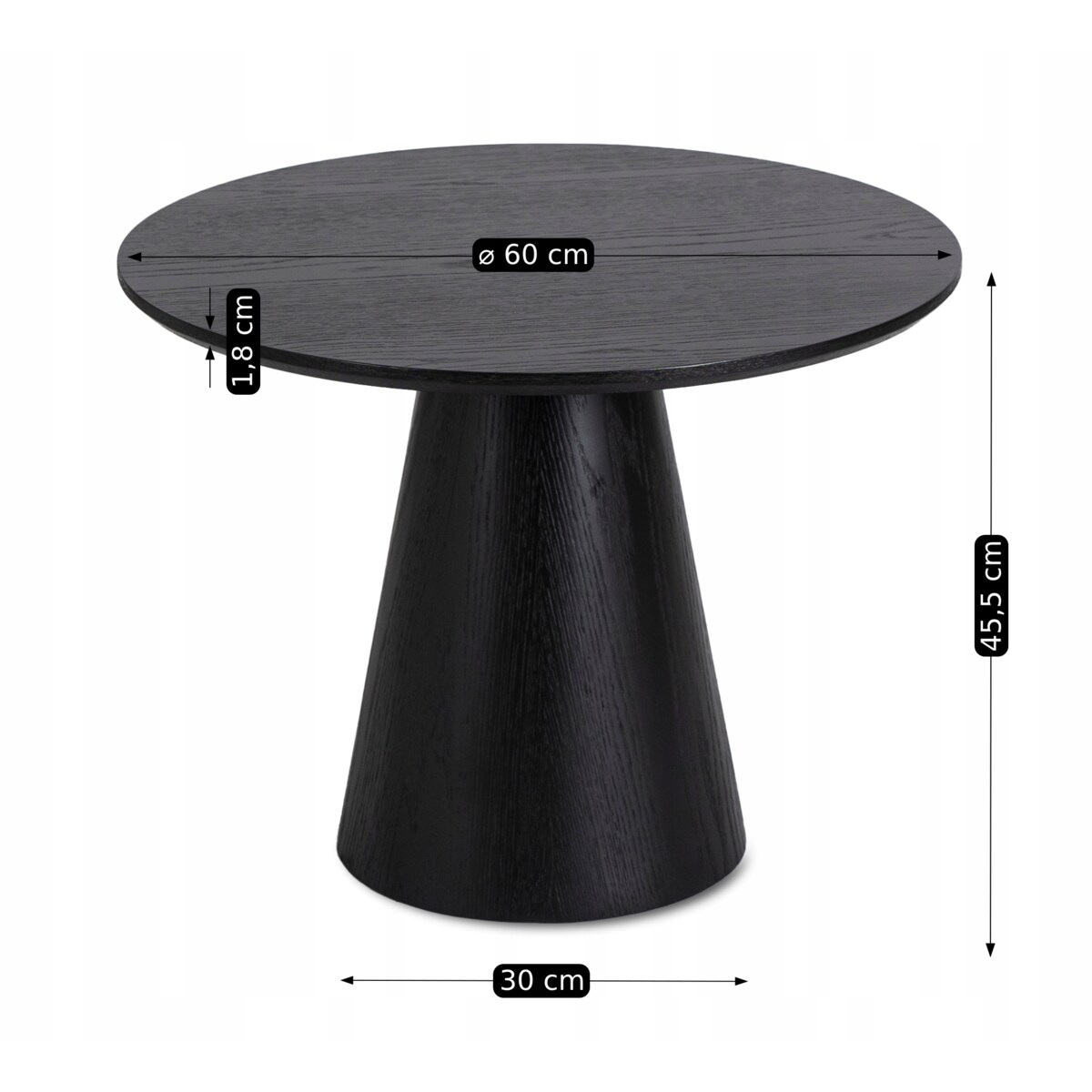 Stolik Kawowy Okrągły Czarny Mały Nowoczesny Mała Okrągła Ława CASSANDER