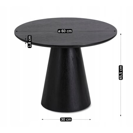 Stolik Kawowy Okrągły Czarny Mały Nowoczesny Mała Okrągła Ława CASSANDER