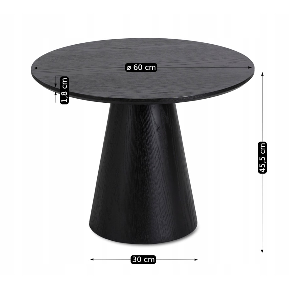 Stolik Kawowy Okrągły Czarny Mały Nowoczesny Mała Okrągła Ława CASSANDER