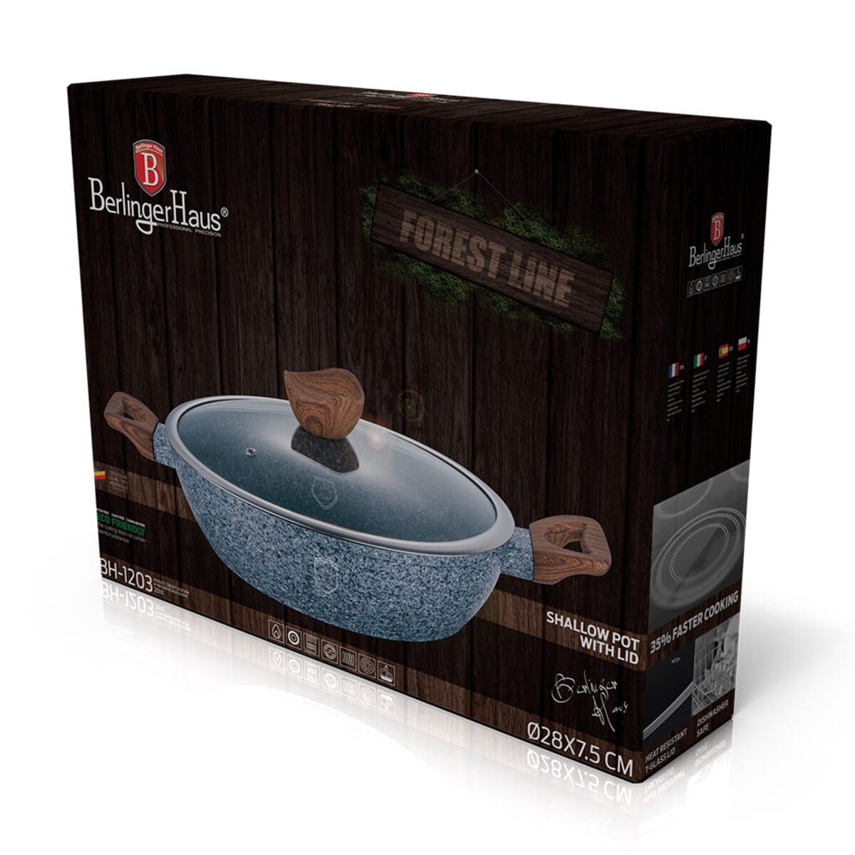 Wok z powłoką granitową 28cm 3.8L BERLINGER HAUS Forest Line