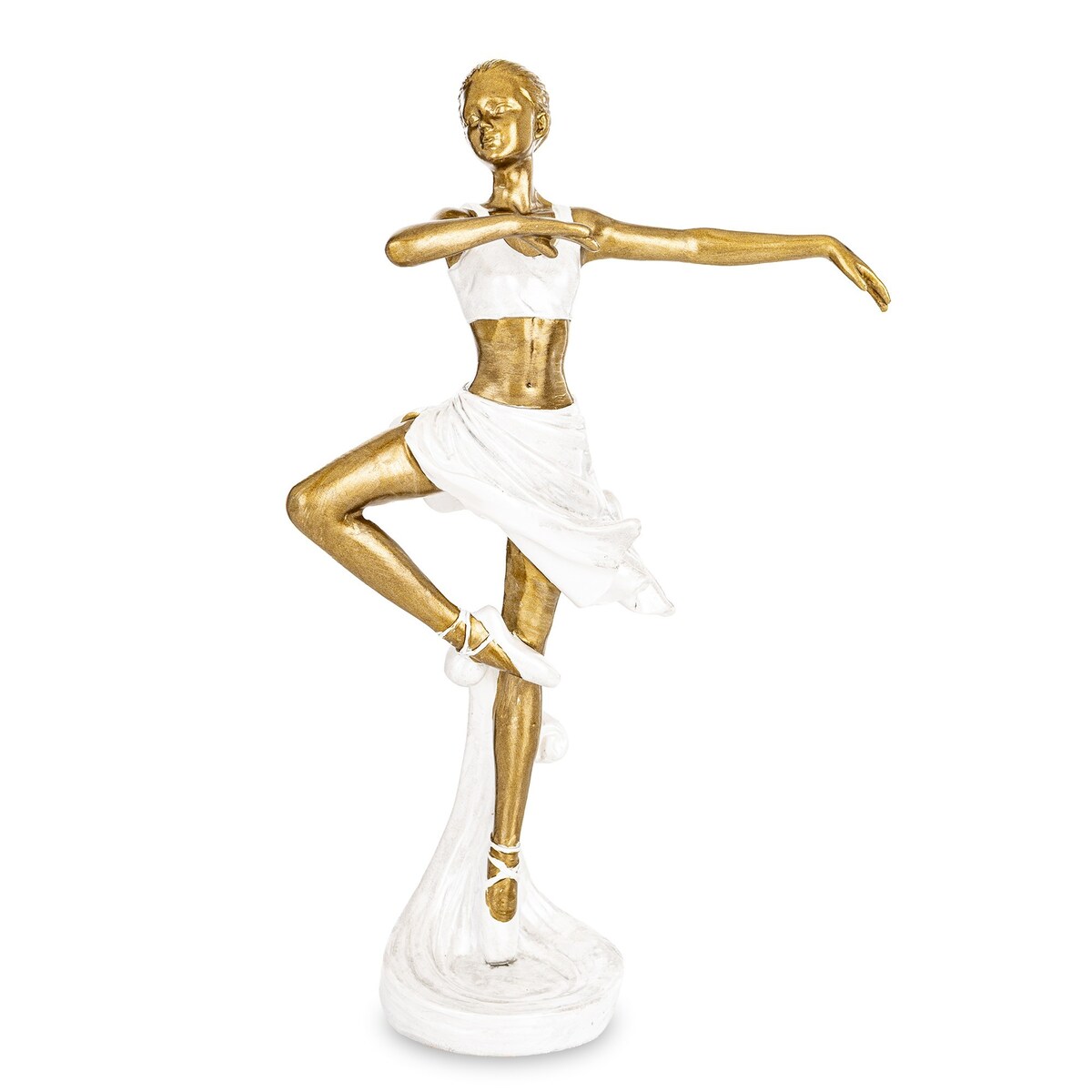 Dekoracja - złota baletnica 26x16x6 cm BALERINA-2 w białej sukience