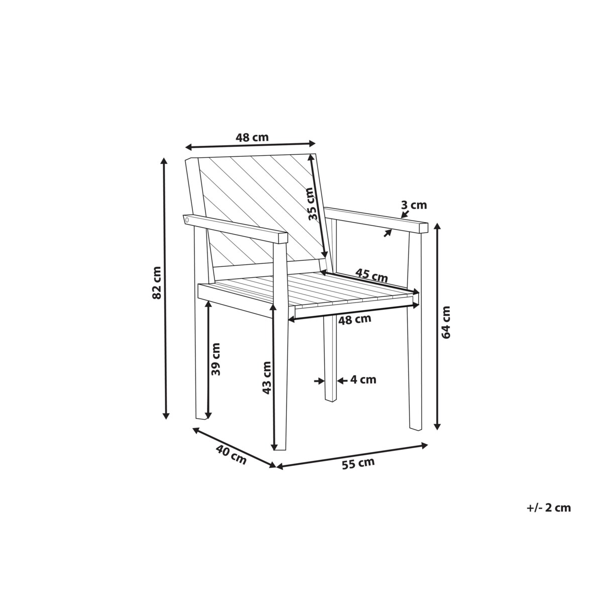 Krzesło ogrodowe drewno akacjowe BARATTI