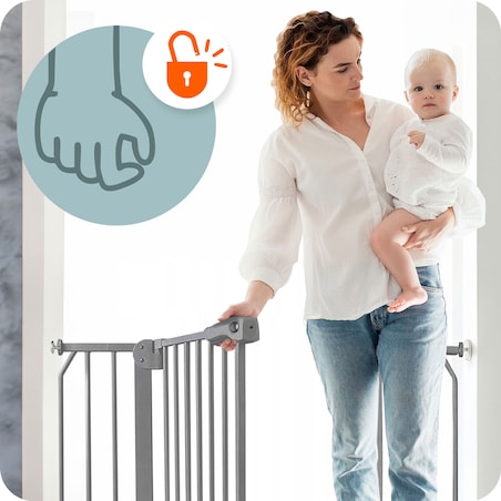 Barierka zabezpieczająca Nukido na schody drzwi rozporowa 75-115cm szara 718301