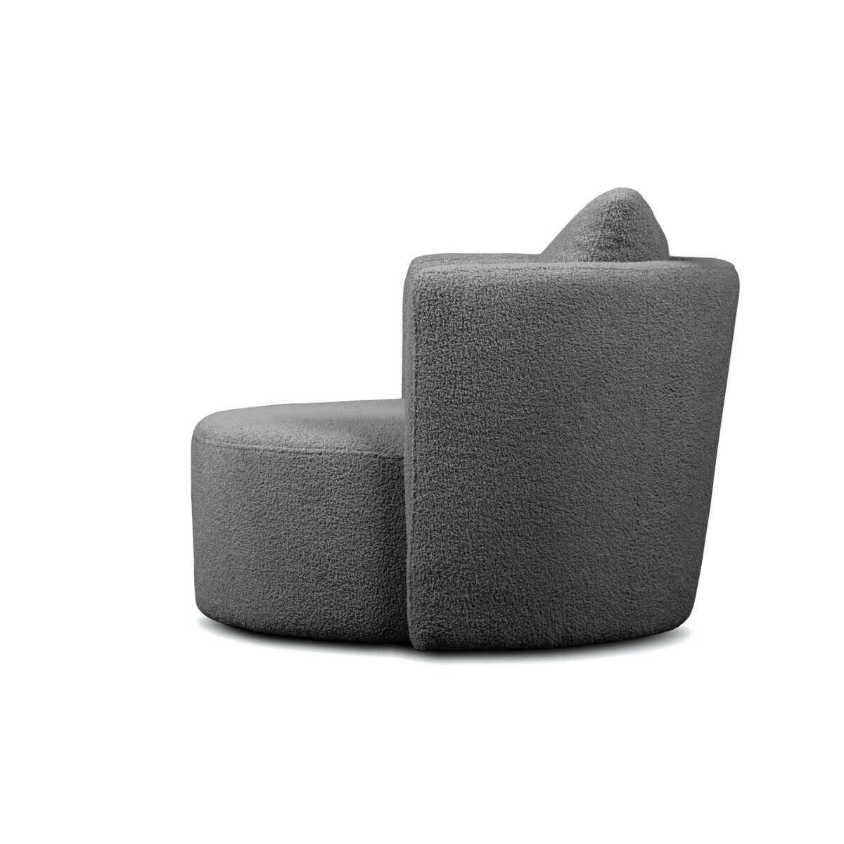 KONSIMO RAGGI Fotel i puf obrotowy baranek ciemnoszary baranek