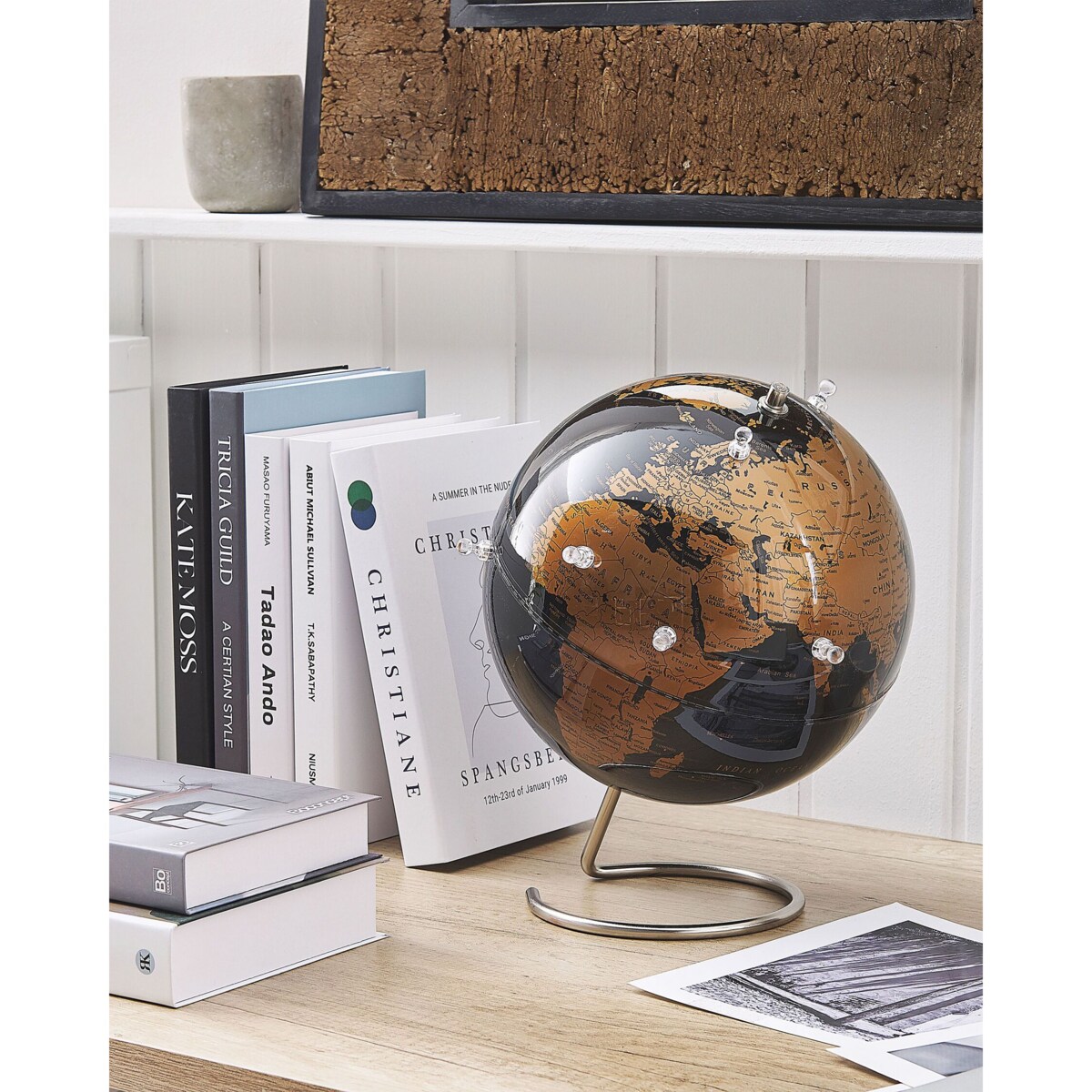 Globus z magnesami 29 cm czarny miedziany CARTIER