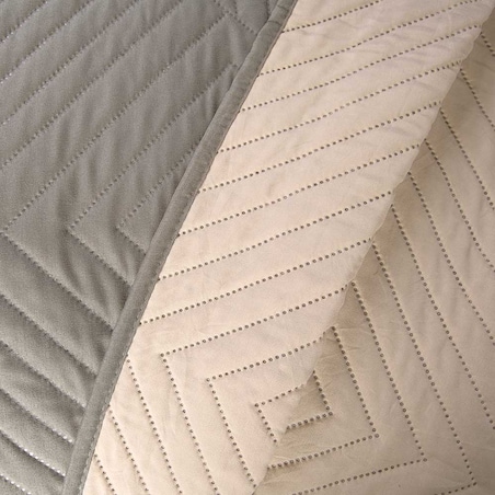 Narzuta pikowana dwustronna Lamia 170x210 szary-ecru, ozdobne romby