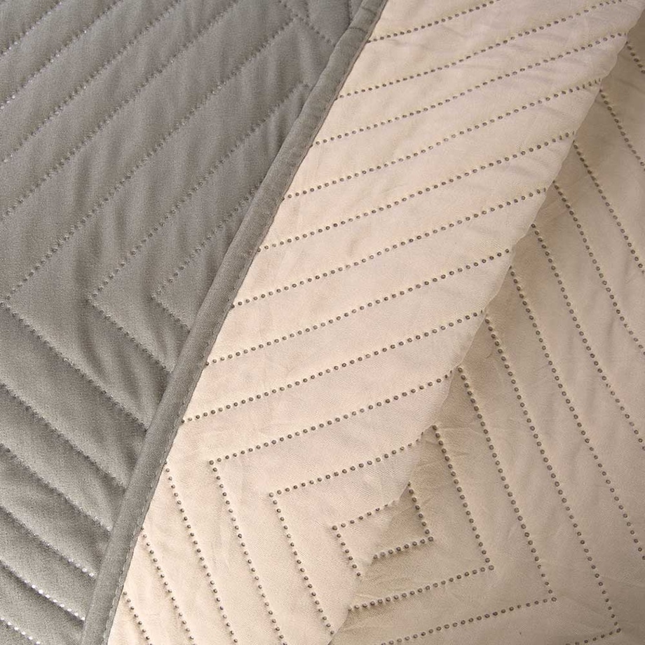 Narzuta pikowana dwustronna Lamia 170x210 szary-ecru, ozdobne romby