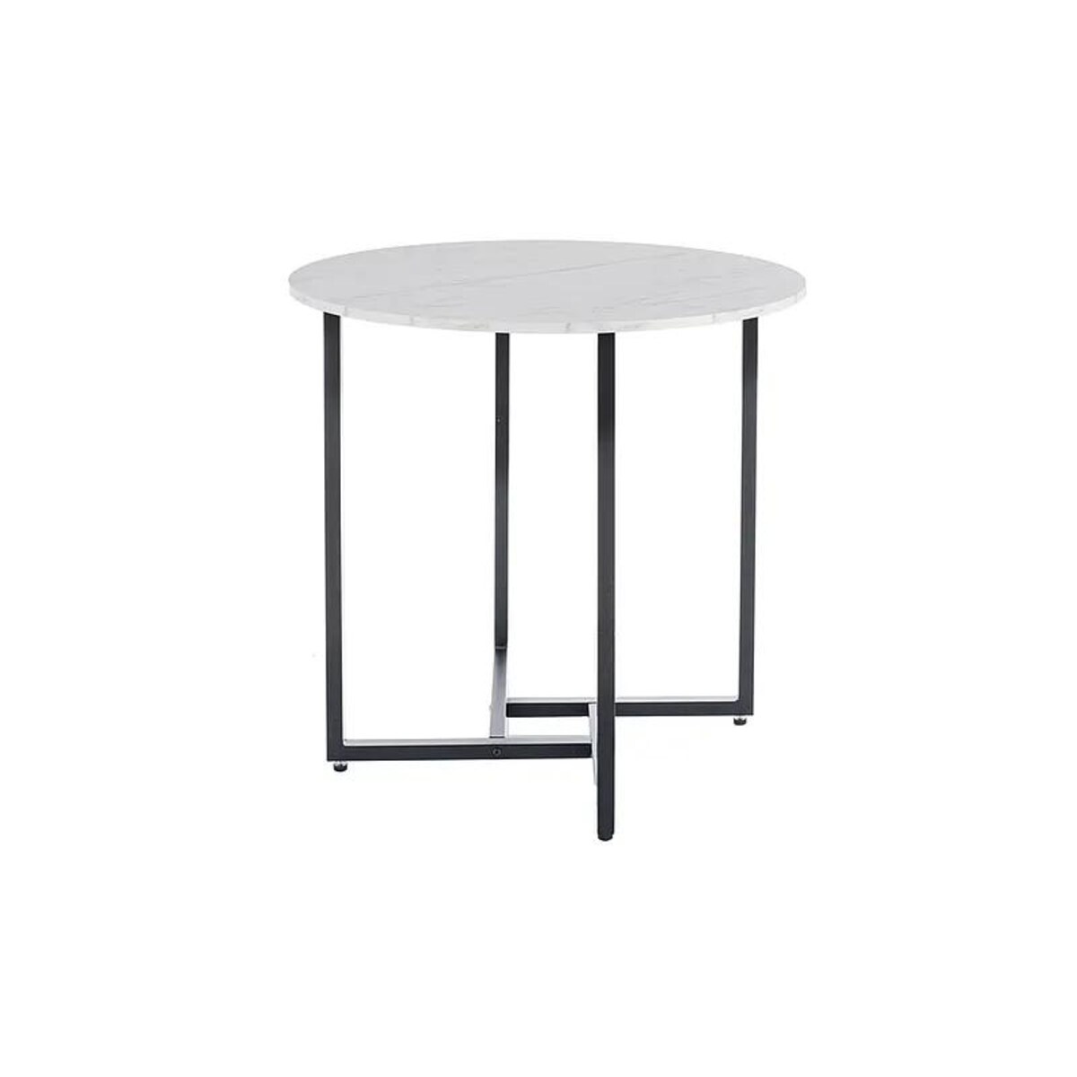 Stół okrągły ALTO II 80x80 biały marmur/czarny