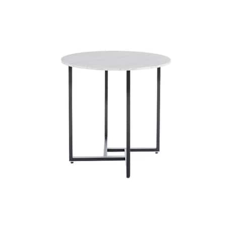 Stół okrągły ALTO II 80x80 biały marmur/czarny