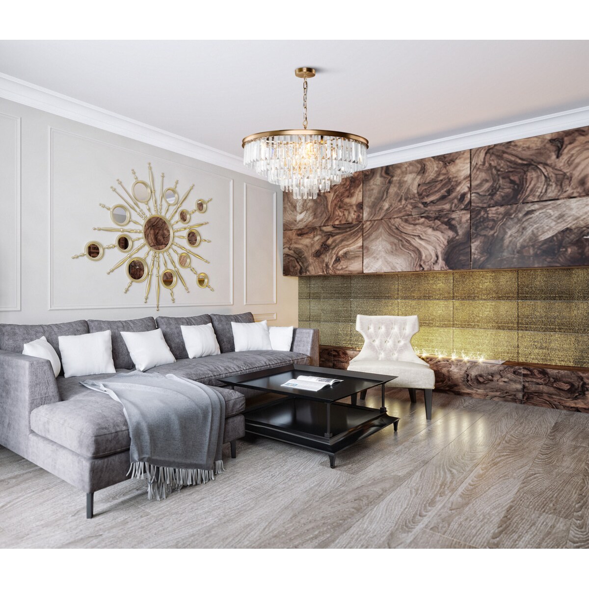 Kryształowy żyrandol Revero MOD085PL-12BS Maytoni glamour mosiądz