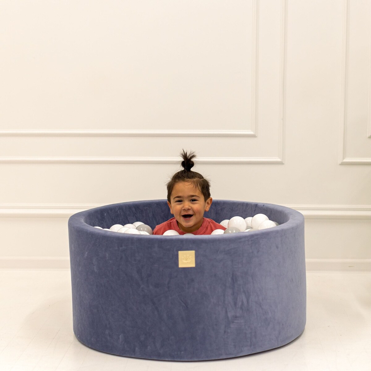 Okrągły Suchy Basen dla Dziecka 90x30cm/200 Piłek 7cm, Velvet, Ecru: Białe/Beżowe