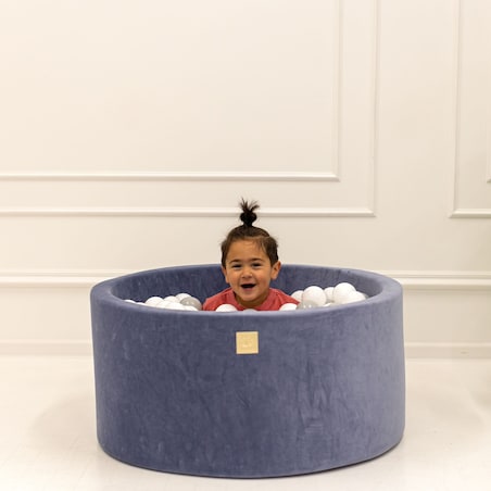 Okrągły Suchy Basen dla Dziecka 90x30cm/200 Piłek 7cm, Velvet, Ecru: Białe/Beżowe