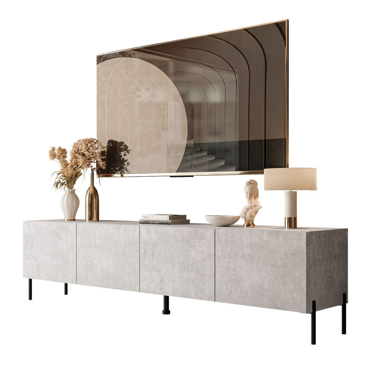 Szafka RTV COLGANTE 200 beton nogi czarne proste