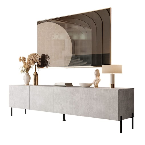 Szafka RTV COLGANTE 200 beton nogi czarne proste