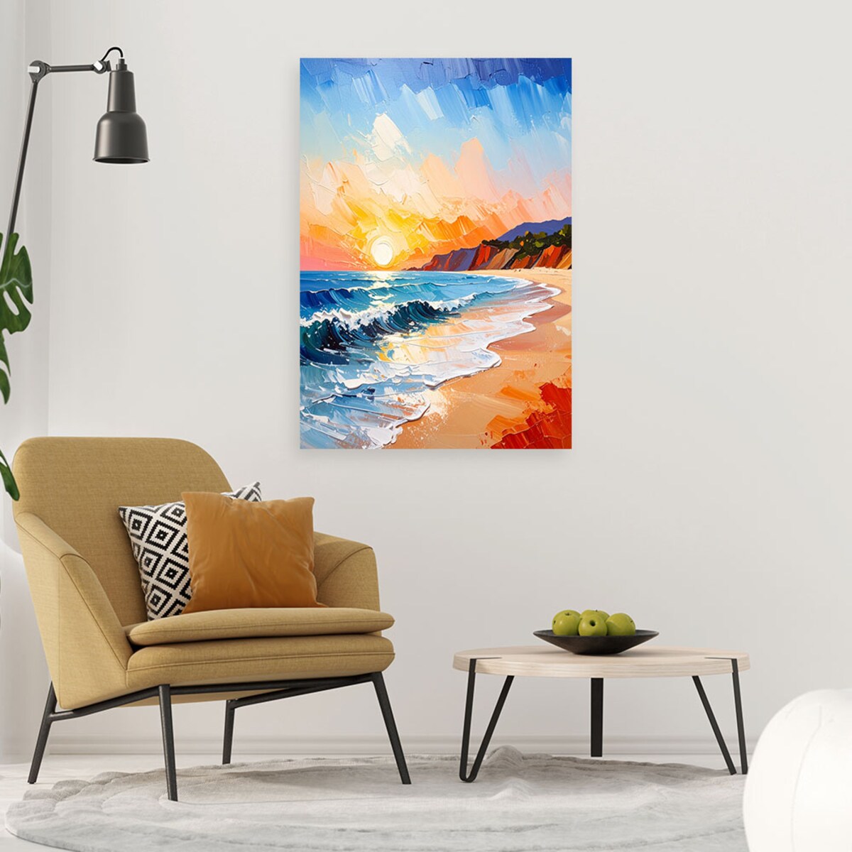 Feeby Obraz do salonu biura, Pejzaż Morze Plaża Zachód słońca 40x60