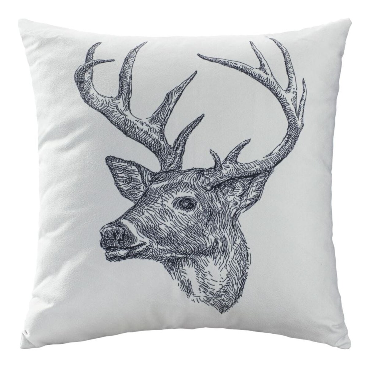 Poszewka dekoracyjna świąteczna 43x43 biała, głowa renifera