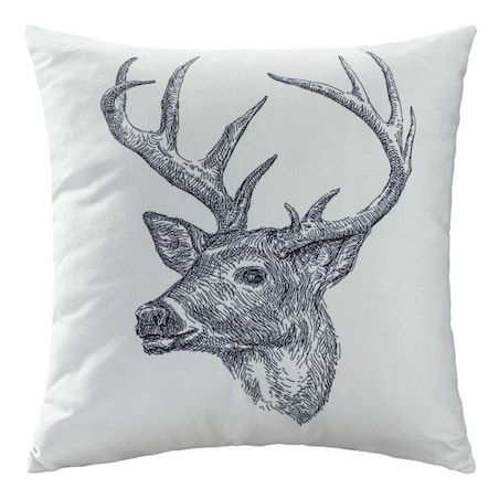 Poszewka dekoracyjna świąteczna 43x43 biała, głowa renifera
