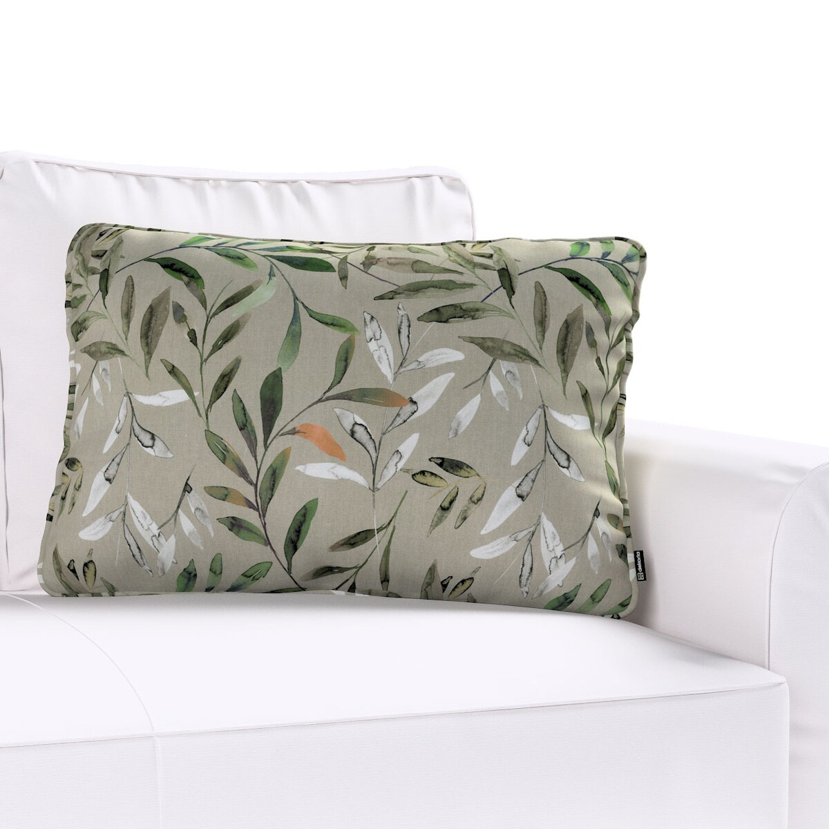 Poszewka Gabi na poduszkę prostokątna 60x40 zielone gałązki na szarym tle