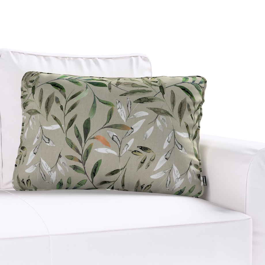 Poszewka Gabi na poduszkę prostokątna 60x40 zielone gałązki na szarym tle