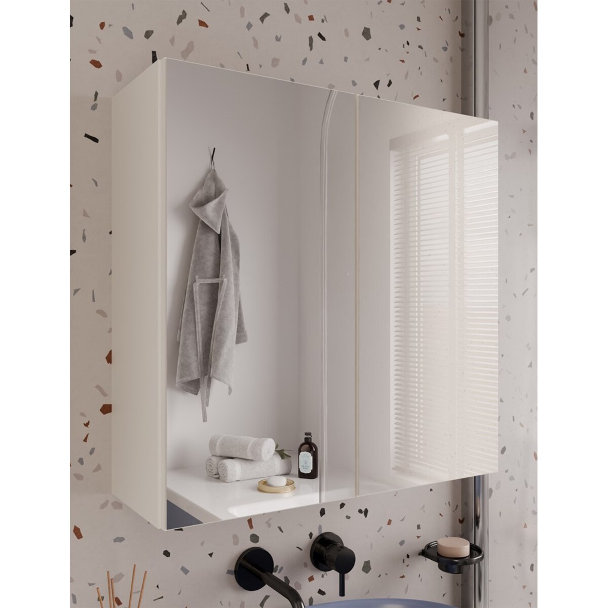 Szafka Łazienkowa Wisząca Z Lustrem Nad Umywalkę POLA 2DL 2 Drzwi KASZMIR