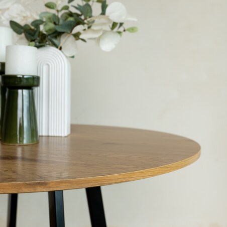 Stół okrągły 80 cm do salonu jadalni nowoczesny loftowy kolor drewna