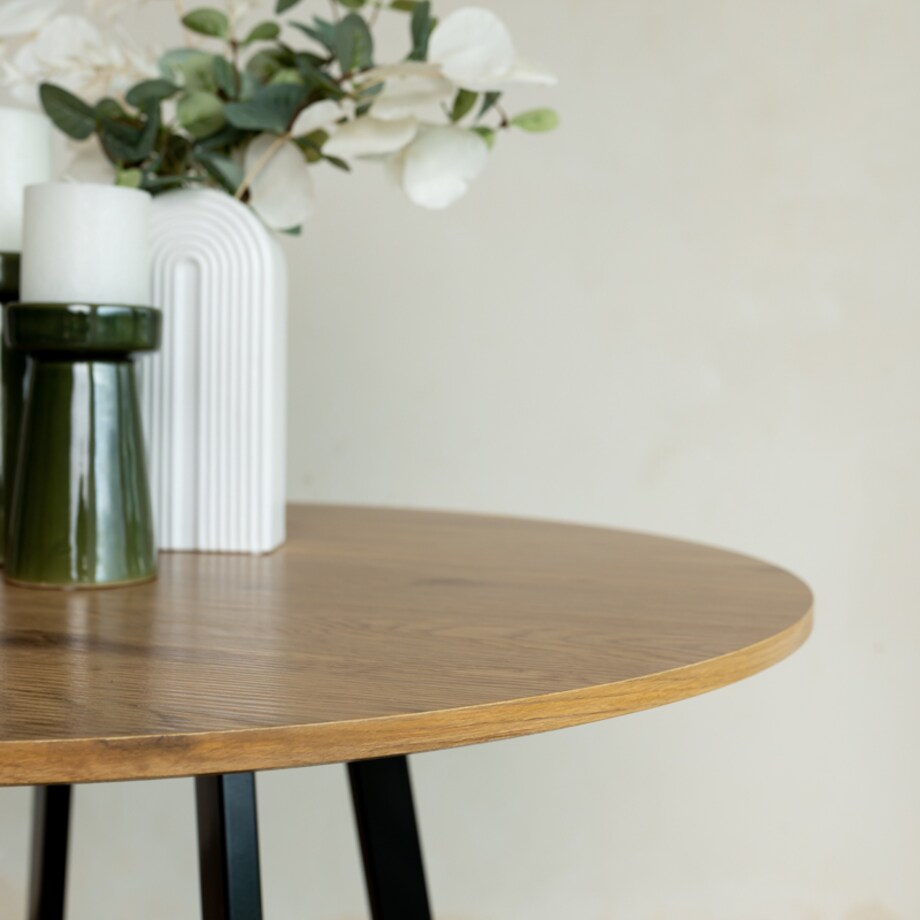 Stół okrągły 80 cm do salonu jadalni nowoczesny loftowy kolor drewna