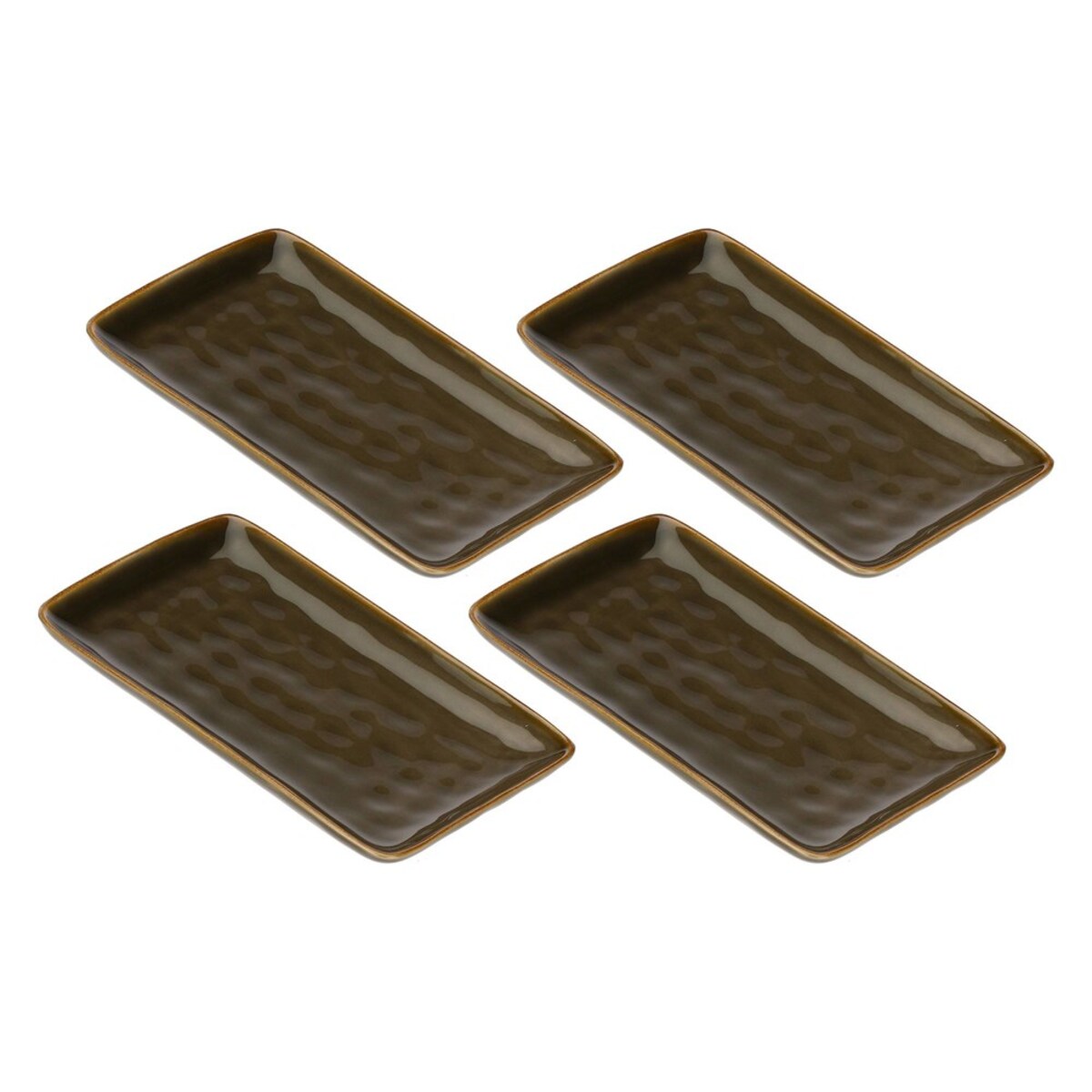 Zestaw 4 tac prostokątnych Concerto Grigio Tortora - Szaro-brązowy, 20 x 13 cm