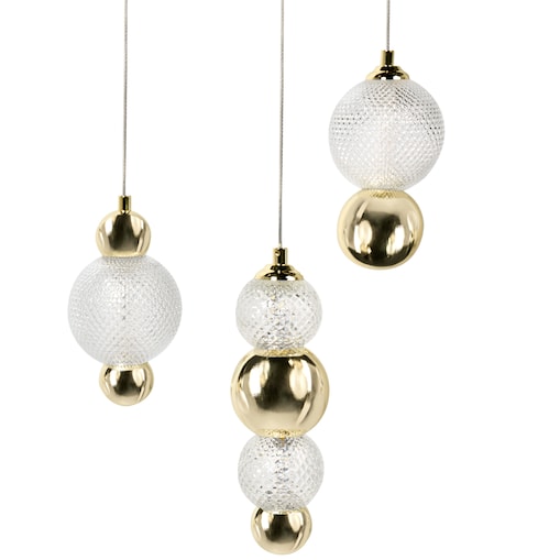 Lampa wisząca 3-punktowa SORA LED Szkło Złoty