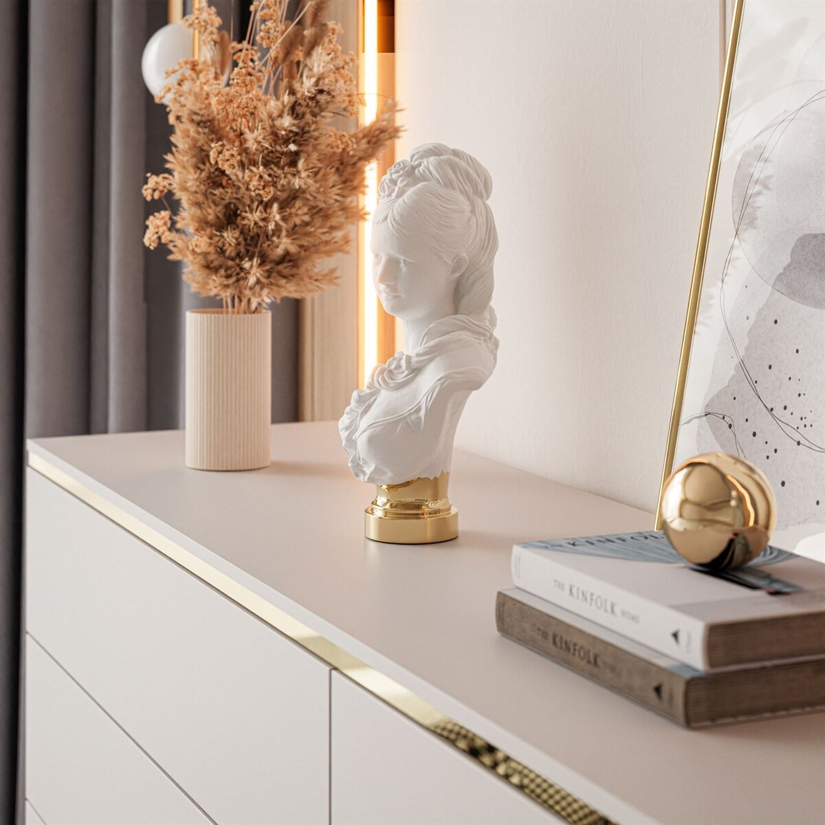 Komoda z szufladami AURORA KASZMIR 4S1D proste złote nogi