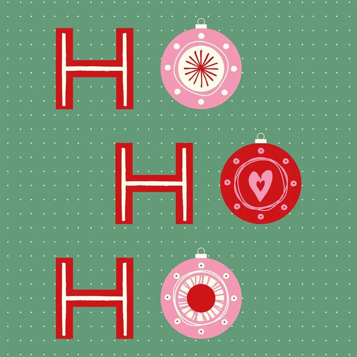 Serwetki świąteczne - HO HO HO - bombki - zielone tło (2szt.)