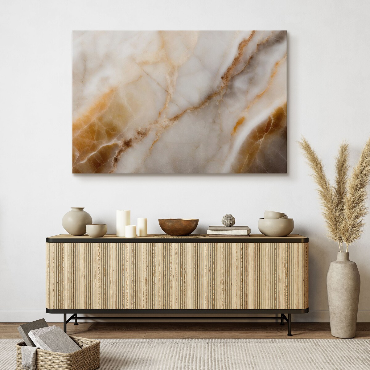 OBRAZ DO SYPIALNI BEŻOWY MARMUR STYL GLAMOUR ABSTRAKCJA 120x80cm