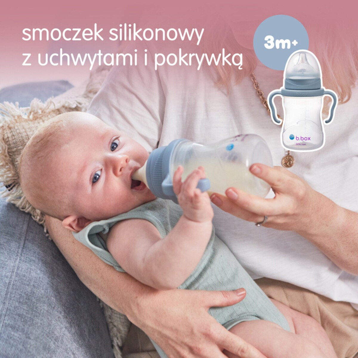 Zestaw 4w1 do nauki picia dla dziecka 240 ml od 3m+ do 12m+ błękitny b.box