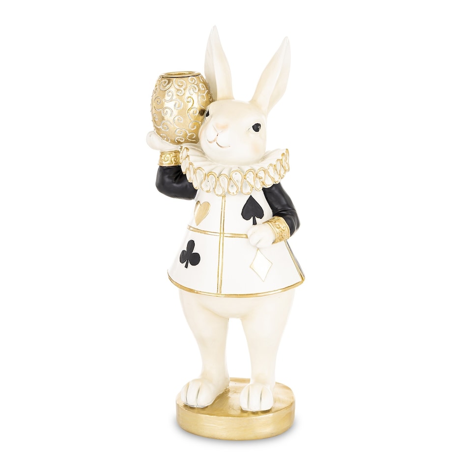 Dekoracja - króliczka LUISA 28x11x9,5 cm ze złotym wazonem