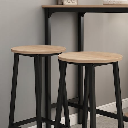 2x krzesło wysokie hoker barowy kuchenny stołek taboret metalowy dąb loft