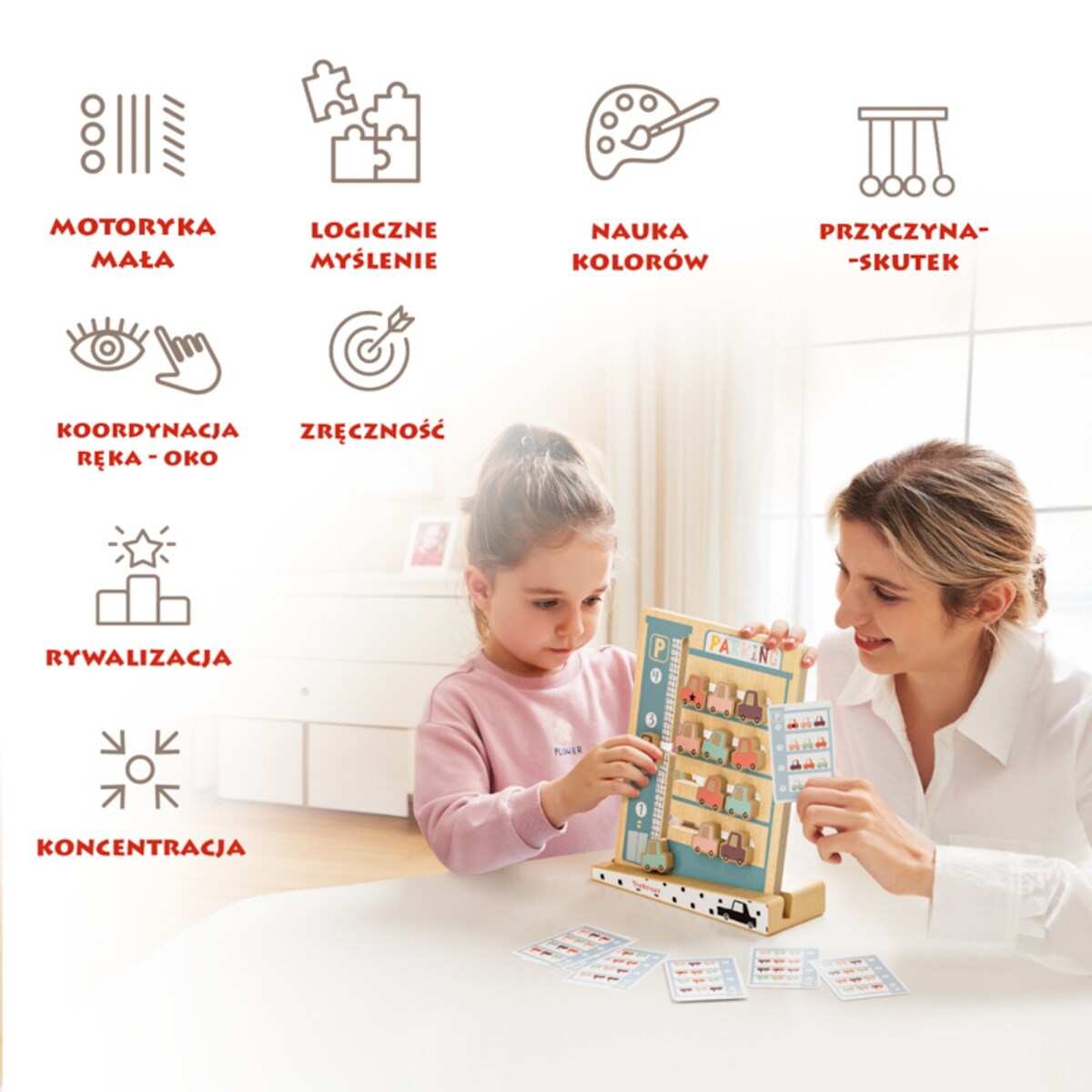 Parking - zabawka logiczna dla dzieci z kartami zadań 36 mies.+ Top Bright