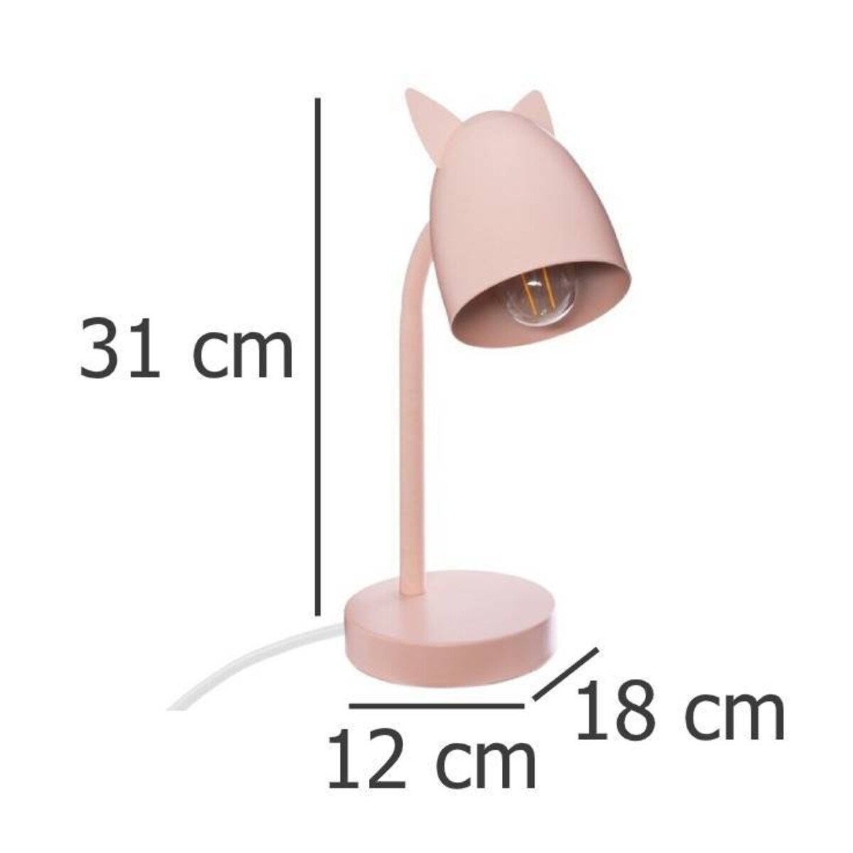 Lampka na biurko OREILLES ROSE, metalowa