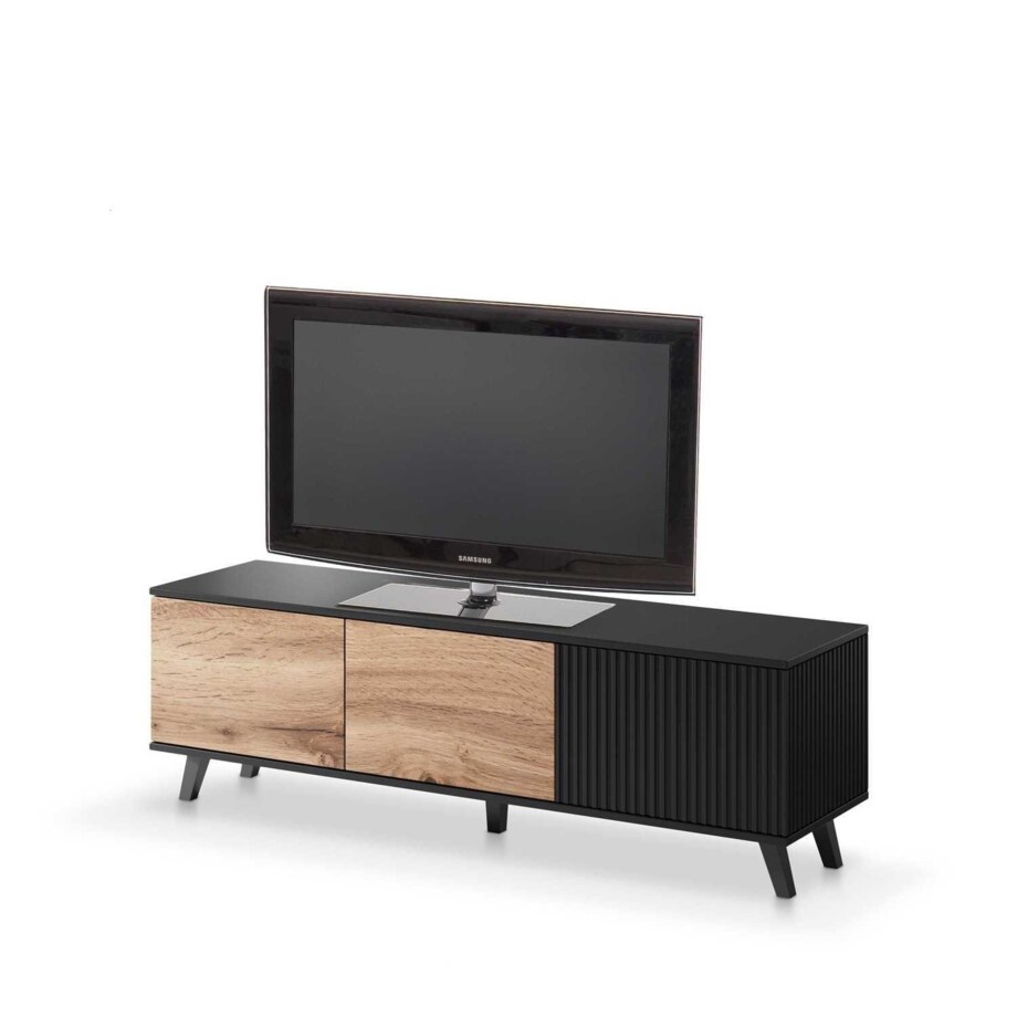 SZAFKA RTV Adre 150/40/47 cm dąb wotan|czarna MDF I TWORZYWO