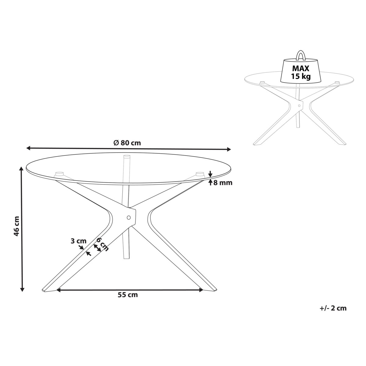 Stolik kawowy VALLEY Szkło hartowane Jasnobrązowy